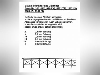 Geländer für Brücken, 84 cm, H0