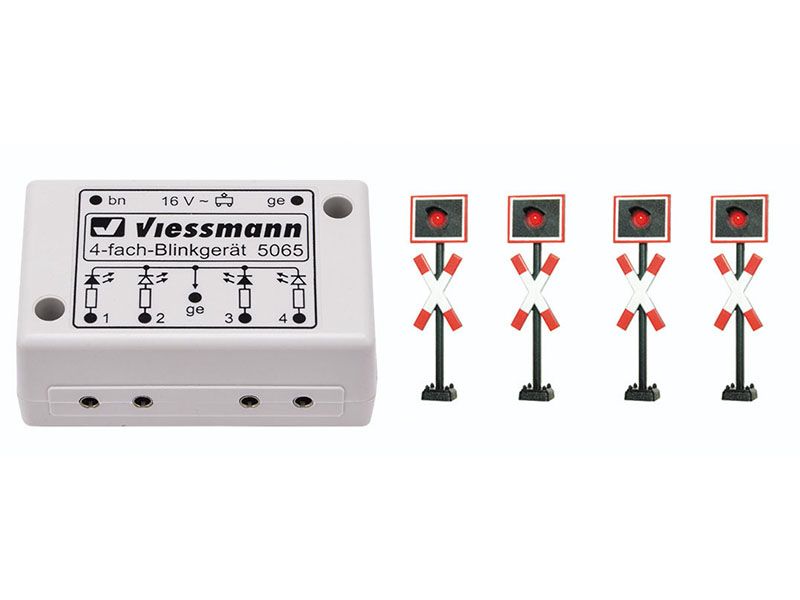 H0 Andreaskreuze, 4 Stück mit Blinkelektronik